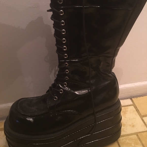 shiny platform boots